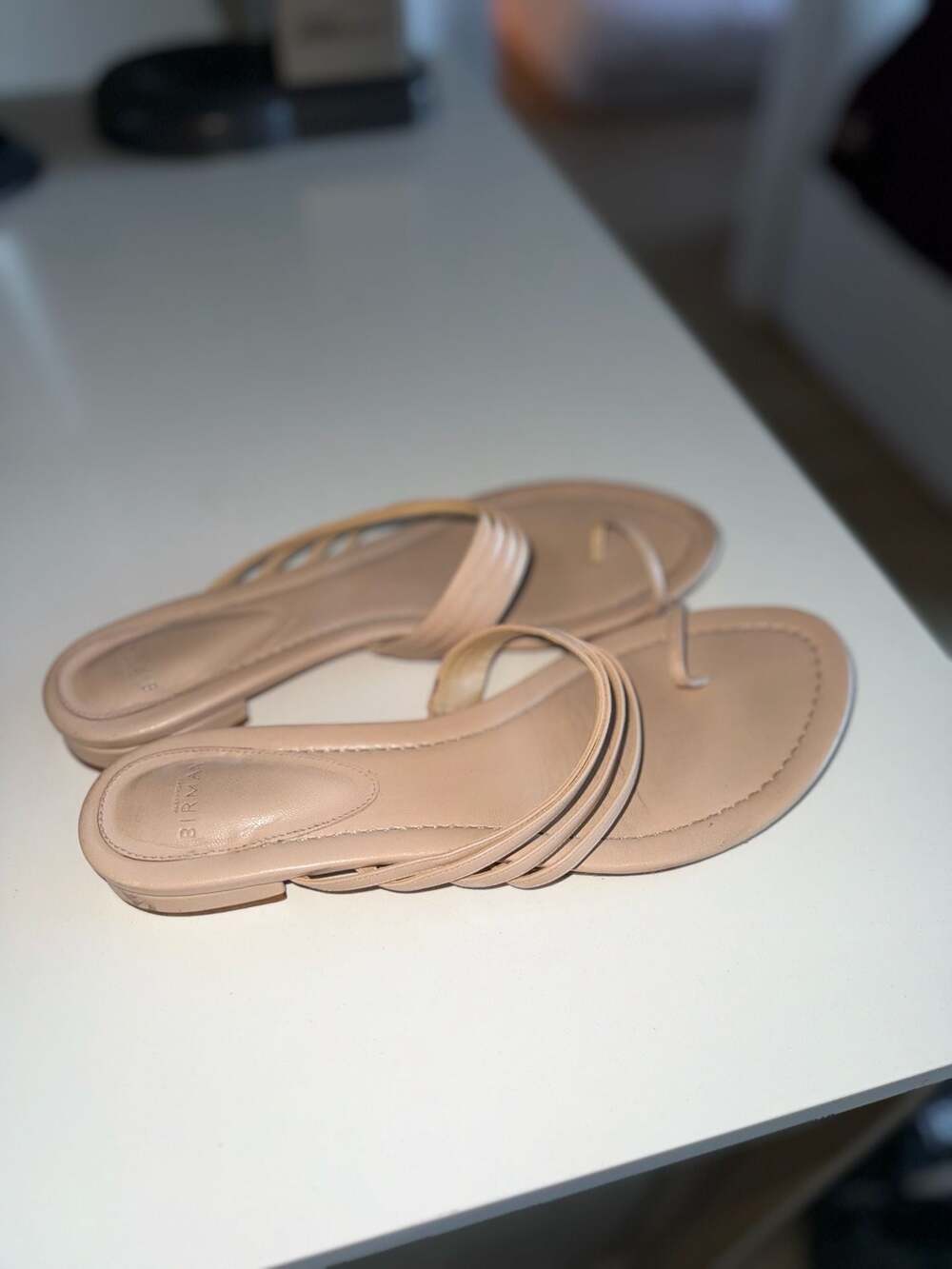 Alexandre Birman Nude Leather Strappy Toe-Ring Flat Sandals
